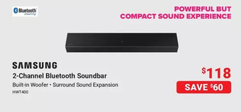 Visions Electronics Samsung 2-channel bluetooth soundbar offer