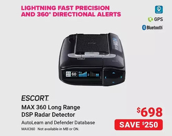 Visions Electronics Escort max 360 long range dsp radar detector offer