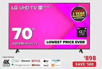 Visions Electronics Lg uhd uq7590 70" smart tv offer