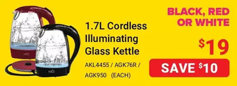 Visions Electronics 1.7l cordless illuminating glass kettle offer