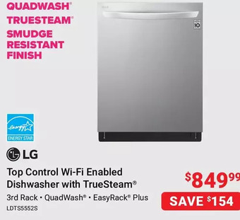 Visions Electronics Lg top control wi-fi enabled dishwasher offer