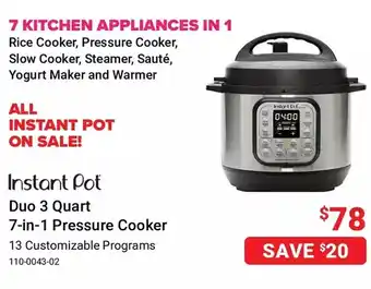 Visions Electronics Instant pot duo 3 quart 7-in-1 pressure cooker offer