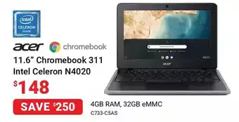Visions Electronics Acer 11.6" chromebook 311 intel celeron n4020. 4gb ram, 32gb emmc offer