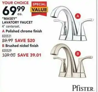 Lowe's Masey Lavotory Faucet offer