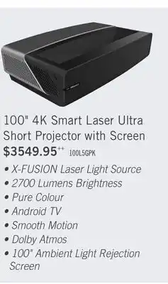 The Brick 100" 4k smart laser ultra short projector with screen offer