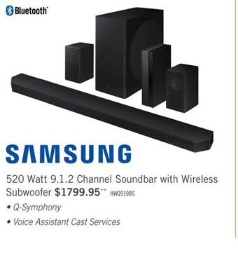 The Brick Samsung 9.1.2 channel soundbar with wireless subwoofer and rear speakers - hw-q910b/zc offer