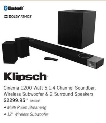 The Brick Klipsch cinema 1200 1,200w 5.1.4-channel soundbar, wireless subwoofer and surround speakers offer