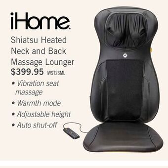 The Brick Ihome shiatsu heated neck and back massage lounger - iwst26b offer