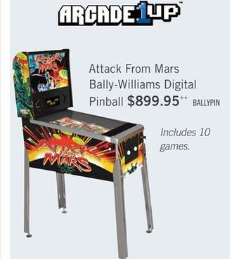 The Brick Arcade1up attack from mars bally-williams digital pinball offer