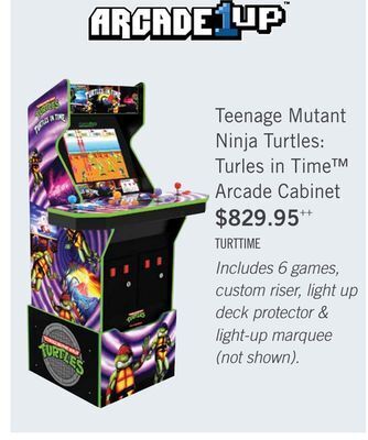 The Brick Arcade1up teenage mutant ninja turtles: turtles in time™ arcade cabinet with riser and stool offer