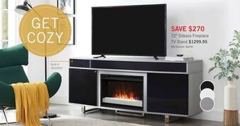 The Brick Odesos 72" tv stand with glass ember firebox and soundbar - grey offer