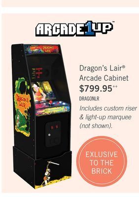 The Brick Arcade1up dragon's lair® arcade cabinet with riser offer