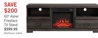 The Brick Asher 60" tv stand with log fireplace offer