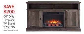 The Brick Ollie 60" tv stand with log fireplace offer