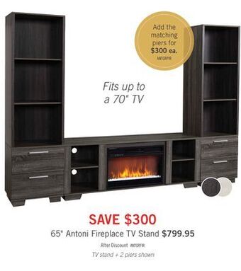 The Brick Antoni 62" tv stand with crystal ember firebox - grey offer