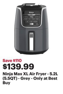 Best Buy Ninja max xl air fryer - 5.2l (5.5qt) - grey - only at best buy offer