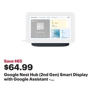 Best Buy Google nest hub (2nd gen) smart display with google assistant - charcoal offer