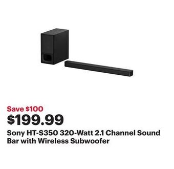 Best Buy Sony ht-s350 320-watt 2.1 channel sound bar with wireless subwoofer offer