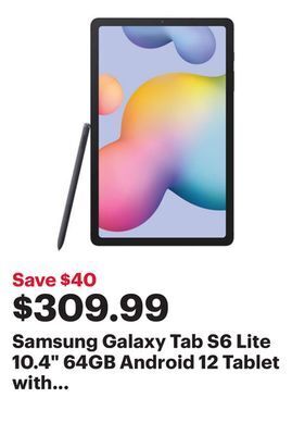 Best Buy Samsung galaxy tab s6 lite 10.4" 64gb android 12 tablet with snapdragon 720g 8-core processor - grey offer