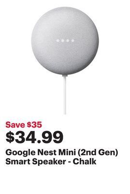 Best Buy Google nest mini (2nd gen) smart speaker - chalk offer