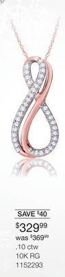 Charm Diamond 10k rose gold diamond infinity pendant offer