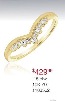Charm Diamond 10k yellow gold stackable 0.15ctw chevron band offer