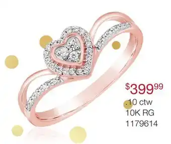 Charm Diamond 10k rose gold 0.10ctw diamond heart ring offer