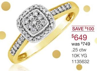 Charm Diamond 10k yellow gold promise ring offer