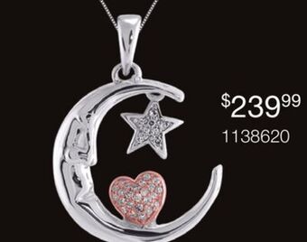Charm Diamond I love you to the moon and back sterling silver pendant offer
