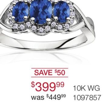 Charm Diamond 10k white gold diamond 0.10ctw & blue sapphire fashion ring offer
