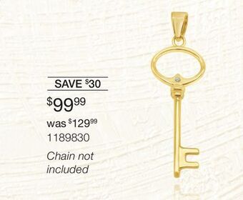 Charm Diamond 10k yellow gold key pendant offer