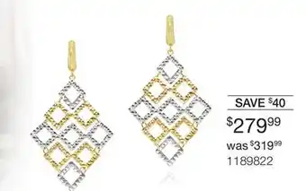 Charm Diamond 10k tri-colour gold geometric drop earrings offer