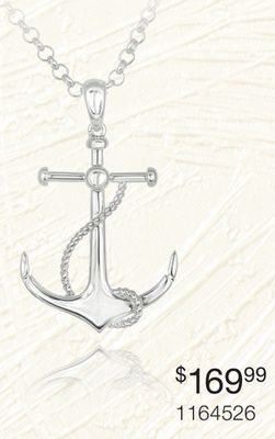 Charm Diamond Sterling silver 22" anchor with rope offer