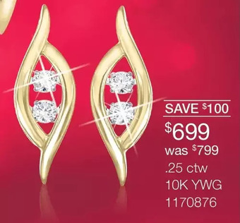 Charm Diamond .25 ctw 10k ywg earrings offer