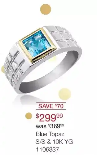 Charm Diamond Blue topaz s/s & 10k yg ring offer