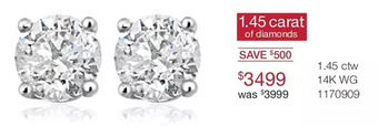 Charm Diamond 1.45 ctw 14k wg earrings offer