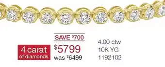 Charm Diamond 4.00 ctw 10k yg bracelet offer