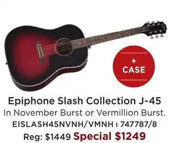 Long & McQuade Epiphone slash collection j-45 w/case - november burst offer