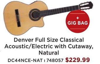 Long & McQuade Denver full size classical acoustic/electric with cutaway, natural offer