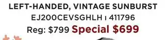 Long & McQuade Epiphone j-200 ec studio acoustic/electric, left handed - vintage sunburst offer