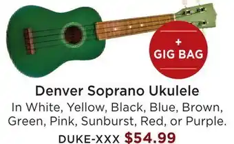 Long & McQuade Denver soprano ukulele - green offer