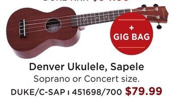 Long & McQuade Denver soprano ukulele - sapele offer