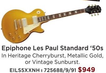 Long & McQuade Epiphone les paul standard 50s - heritage cherryburst offer