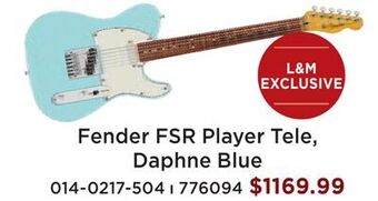 Long & McQuade Fender fsr player tele, daphne blue offer