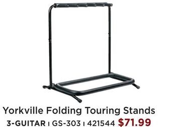 Long & McQuade Yorkville three guitar side loading folding touring stand offer