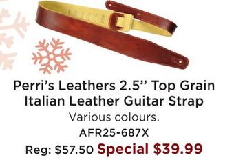 Long & McQuade Perri's leathers ltd 2.5'' top grain italian leather guitar strap - rust offer