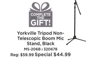 Long & McQuade Yorkville tripod boom stand - black offer