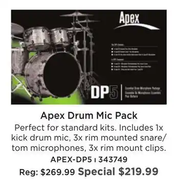 Long & McQuade Apex dp5 basic drum microphone pack offer