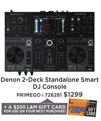 Long & McQuade Denon prime go 2-deck standalone smart dj console offer