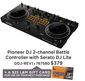 Long & McQuade Pioneer dj ddj-rev1 2-channel battle controller with serato dj lite offer